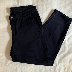 H&M Dark Blue Straight Leg Pants Cotton Blend Professional & Light
